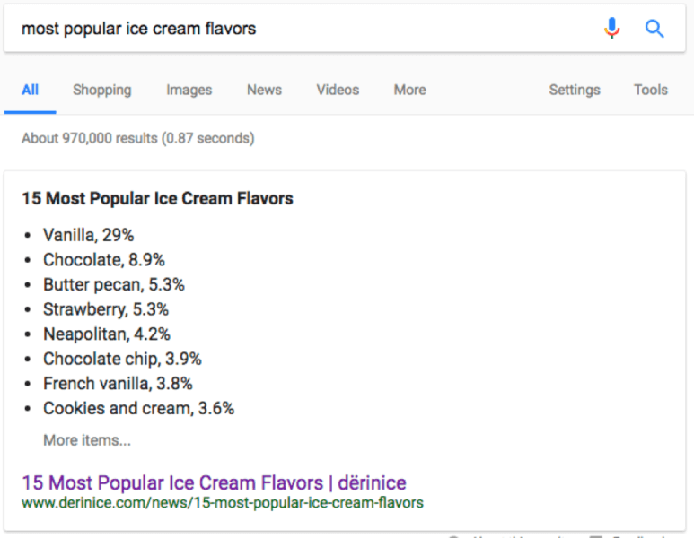 google answer box