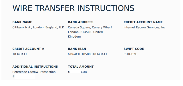 escrow wire instruction