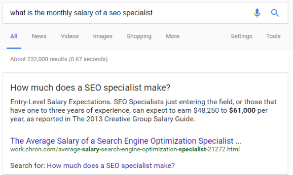 google answer box