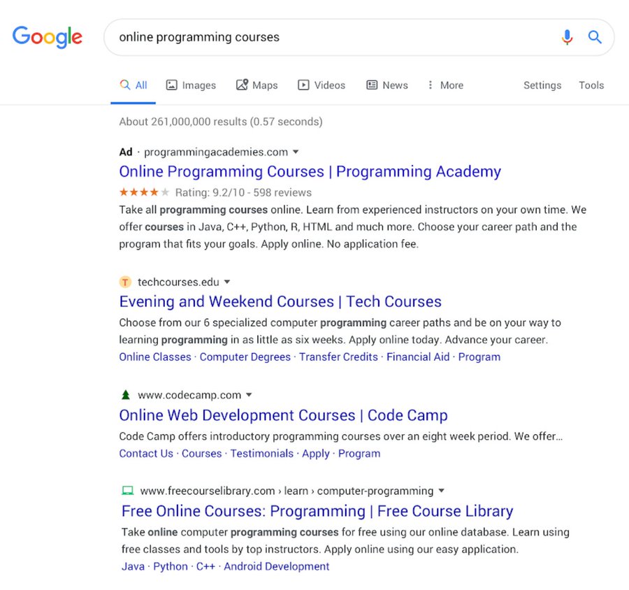Дизайн поисковой выдачи Google
