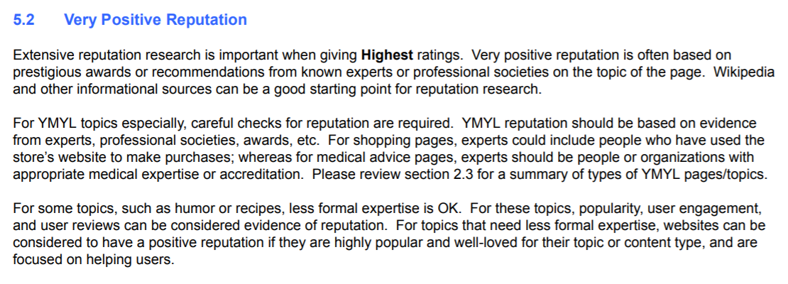 Google Very Positive Reputation