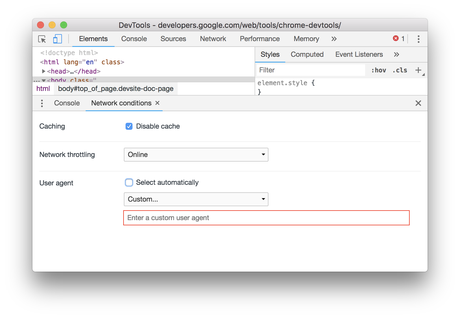 Network Condition в Chrome